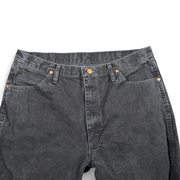 Wrangler Jeans Mens 36x35 Black Straight Leg Workwear Cowboy Cut Cotton Denim - Picture 3 of 9